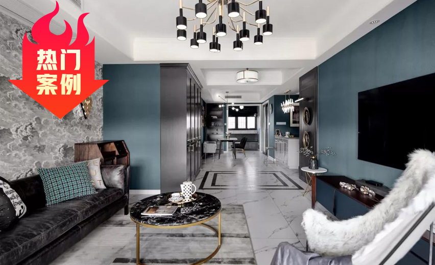 125㎡現(xiàn)代輕奢混搭風格裝修圖片，墨綠色復古經(jīng)典！