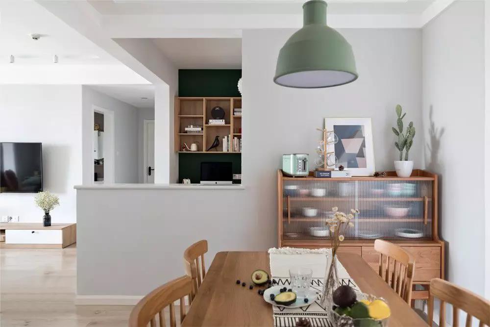 92㎡簡約北歐風(fēng)格新房裝修，開放式書房通透明亮！