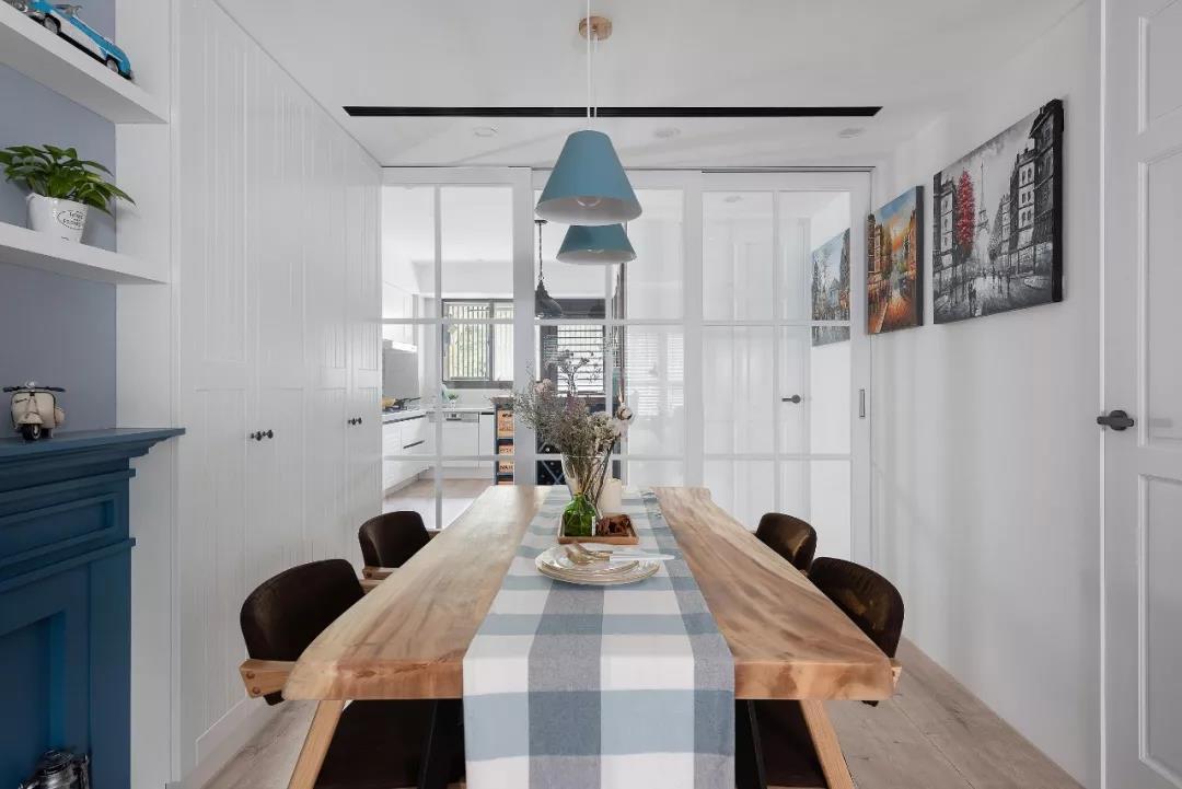 126㎡美式混搭風(fēng)格新房裝修，藍(lán)白配色太清爽了！