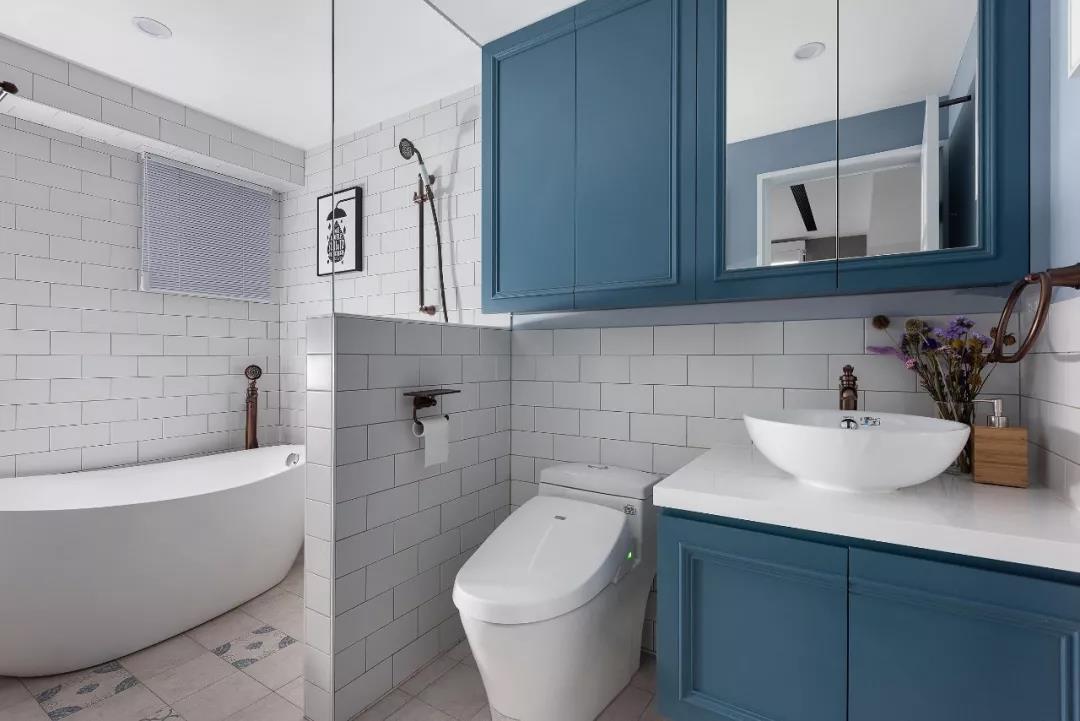 126㎡美式混搭風(fēng)格新房裝修，藍(lán)白配色太清爽了！