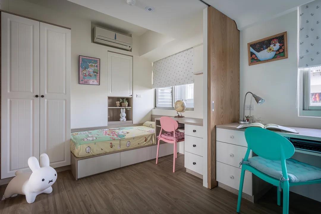 100㎡簡約北歐風(fēng)格新房裝修案例，湖藍(lán)色清新美宅！