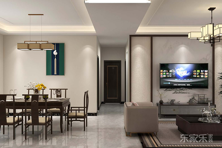 長沙洋湖明園160平米新中式風(fēng)格裝修案例