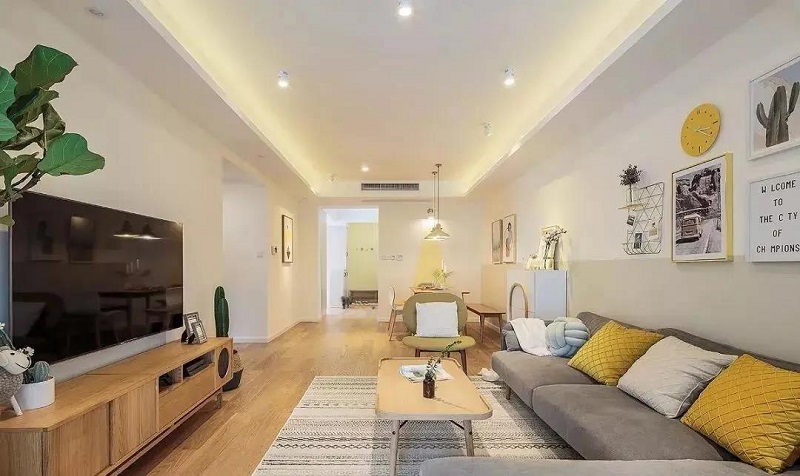 100㎡三居室北歐風裝修，原木搭配暖色調讓家溫馨