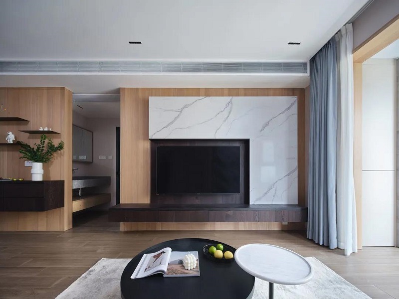 91平米二居室現(xiàn)代風，客餐廳吊頂一體設計，簡約大氣很耐看