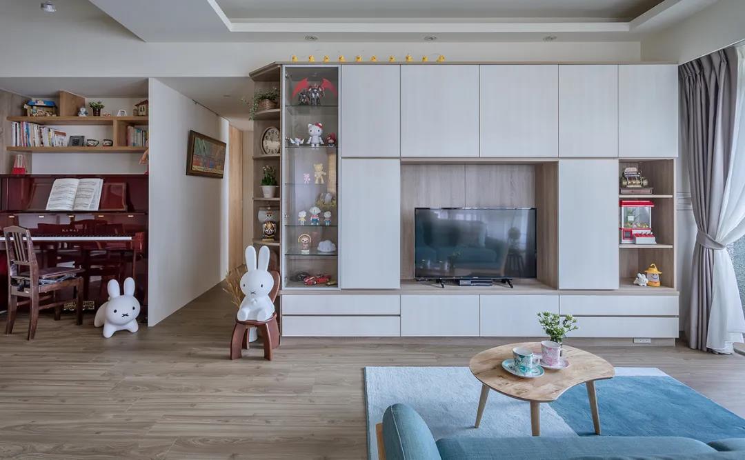 100㎡簡(jiǎn)約北歐風(fēng)格新房裝修案例，湖藍(lán)色清新美宅！